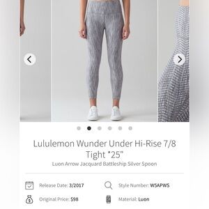Lululemon high rise Wunder under 25” Jacquard battleship